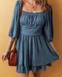 Load image into Gallery viewer, Off-Shoulder Smocked Waist Ruffle Mini Dress