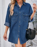 Load image into Gallery viewer, Oversized Denim Shirt Dress (One-Piece Style)