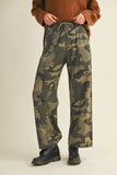 Load image into Gallery viewer, Camo Print Drawstring Wide-Leg Pants