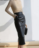 Load image into Gallery viewer, Women&#39;s PU Leather Midi Skirts